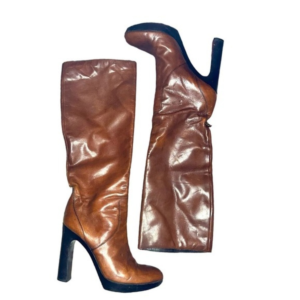 Used Gucci Beatles Kid Heeled Boots‎ Cocoa